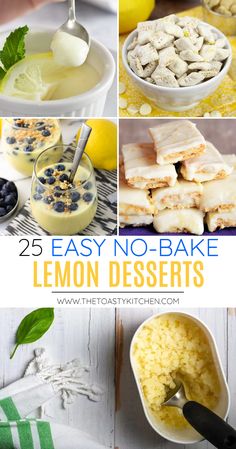 lemon desserts with the title overlay that reads 25 easy no bake lemon desserts