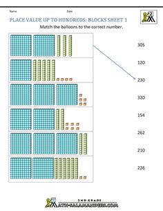 the place value to hundreds blocks sheet 1