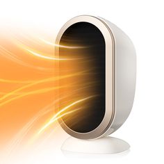 an orange and white wall mounted air purificater on a white surface