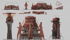 some drawings of different types of structures