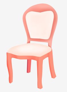 a pink chair sitting on top of a white floor