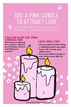 Self Love Candle Spell, Pink Candle Magic, Nature Manifestation, Witchcraft Candle Magic, Witch Knowledge, Candles Inspiration, Witch Potions, Witch Candle