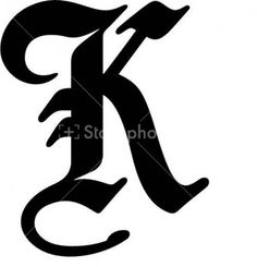 the letter k is shown in black and white