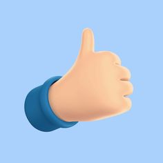 a thumbs up sign is shown against a light blue background with the thumb down symbol