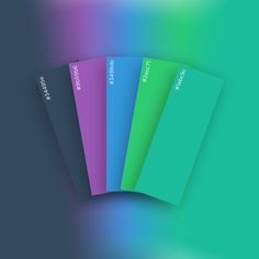 four different colors of paper on a blue green purple and pink background with the text,'color picker '