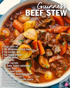 a bowl filled with beef stew and carrots