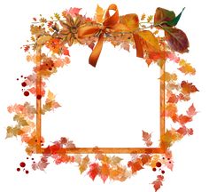 an autumn frame with leaves and bows