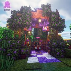 the entrance to an outdoor library in minecraft