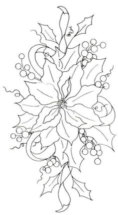 a drawing of holly leaves and berries