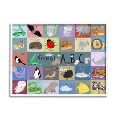 a poster with animals and letters on it