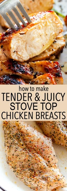 Juicy Stove Top Chicken Breasts - Tried and true method for preparing the most tender and juicy chicken breasts right on the stove top. These are the BEST pan-seared chicken breasts exploding with flavor! Chicken Breasts couldn’t be any easier to prepare for a quick and easy dinner idea! How To Grill Chicken On Stove, Grilled Chicken On Stovetop, Stove Top Chicken Recipes, Stove Top Chicken Breast Recipes, Pan Fry Chicken, Stove Top Chicken Breast, Easy Baked Chicken Breast, Stove Top Chicken, Stovetop Chicken