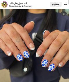 Nails With Simple Design, Athletic Nails, Simple Short Nail Designs, Shellac Nails Designs, Fun Simple Nails, Fun Blue Nails, Boho Nails, Gel Nails Diy