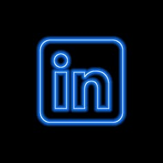 the linked logo is shown in blue neon lights on a black background with an instagram icon