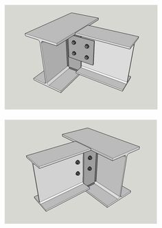 two different views of a desk with one drawer open and the other closed, in three separate sections