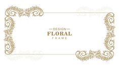 an ornate frame with the word floral in gold and white on a white background stock illustration