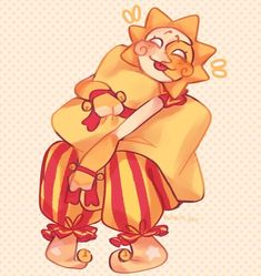 a drawing of a clown holding onto a stuffed animal