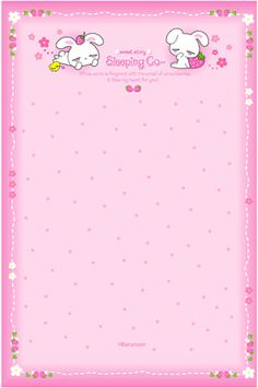 a pink notepad with two little dogs on it