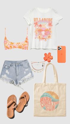 Preppy Hawaii, Hawaii Outfit Ideas, Hawaii Outfit, Outer Banks Outfits, Cute Summer Fits, Orange Outfit