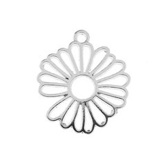 Find the John Bead 28mm Silver Flower Beadwork Pendants, 4ct. at Michaels. com. These silver alloy flower pendants can be used to craft necklaces, bracelets and other accessories, bringing a little spice to your jewelry collection. Perfect for adding a touch of elegance to your style, each silver finding has a large hoop at the top that you can easily pull a string through. These silver alloy flower pendants can be used to craft necklaces, bracelets and other accessories, bringing a little spice Flower Beadwork, Bead Size Chart, Bead Frame, Dragonfly Jewelry, Hoop Charms, Beading Tools, Bead Store, Crazy Lace Agate, Earring Findings