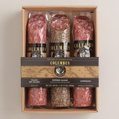 three packages of ground meat in a box