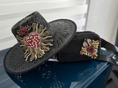 Sparkle in style with this one-of-a-kind bejeweled hat! Handmade just for you, it features a unique rhinestone beaded heart appliqué  that adds a touch of glam to any outfit. Perfect for making a statement wherever you go!  *matching Fanny pack in separate listing* https://goldiluxeexclusives.etsy.com/listing/1764365656 Boho Hats, Sacred Woman, Custom Made Hats, Beaded Heart, Boho Hat, Women Hat, Hat Handmade, Fancy Hats, Rhinestone Bead