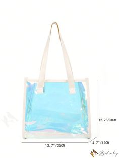 BirdinBag - PVC Clear Holographic Shoulder Tote Bag - Stylish and Functional Clear Rectangular Bag, Rectangular Clear Shoulder Bag For Shopping, Clear Rectangular Shoulder Bag, Casual Clear Bag With Adjustable Strap, Casual Clear Tote Shoulder Bag, Casual Clear Shoulder Bag For Shopping, Clear Rectangular Bag With Removable Pouch, Rectangular Clear Bags For Summer, Summer Clear Rectangular Bag