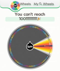 a wheel with the words you can't reach 100, 000 points on it