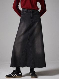 Composition : Cotton 100%Color : black S, black MCountry of Origin : Republic of Korea Denim Skirt Black, Long Denim Skirt, Skirt Black, Denim Skirt, Composition, Skirt, Clothes For Women, Clothes, Black