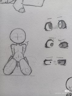 some drawings of different eyes and head shapes