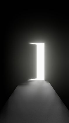 an open door in the dark with light coming from it's center and floor