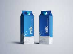 two blue milk cartons with the word think on them