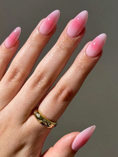 Pink Summer Nails, Plain Nails, Press On Nails Medium, Casual Nails, Blush Nails, Nails Medium, Almond Nail, Nail Art Videos, Jelly Nails