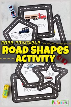 road shapes activity for kids to practice their handwriting and numbers with the free printable