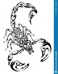 a black and white tattoo design of a scorpion with intricate designs on it's back