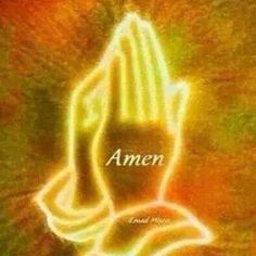 the word amen is written in white on a yellow and red background with an image of