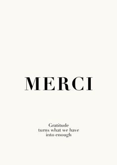 the words merci are written in black and white on a white background with an image of