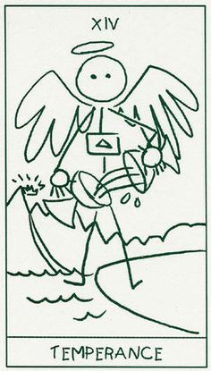 a drawing of an angel holding a cross in his hand and the words vix on it