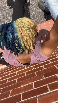 Square Part Locs, Half And Half Locs Color, Midnight Blue Locs, Dreadlocks Dyed, Dyed Locs Men, Half Dyed Locs, Locs Dyed, Blue Locs