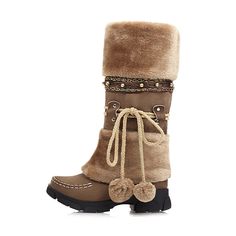 Material: brushed velvetLining: PlushHeel height: 4CMForefoot: 1.5CMTube Height: 31CMCircumference: 39CM[FUNCTION]: The snow boots have great faux fur lining, which is soft and skin friendly. It has excellent warm and windproof effect.[OCCASIONS]: The anti slip outsole can provide good traction. You can wear these mid-calf boots to walk boldly on the snow or ice. You can also wear them to work or travel on cold days.[COMFORTABLE]: The traditional winter boots are visually bulky, but they are mor Snow Boots For Women, Elegant Wedding Shoes, Canvas Boots, Wedding Shoes Heels, Platform Heels Chunky, Winter Snow Boots, Boots For Women, Winter Shoes, Mid Calf Boots