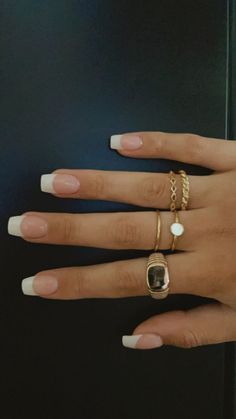 French Tip Acrylic Nails Square Thick White, Simple Classy French Nails, Classic Square French Tip Nails, Clean French Tip Nails Square, Classic Sns Nails, Classy Basic Nails, Acrylic Nail Designs Squoval, Basic Sns Nails, Junior Ring Ceremony Nails