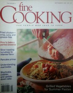 the front cover of fine cooking magazine, featuring an image of a plate of food