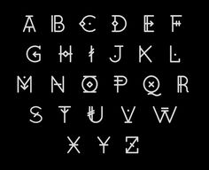 the alphabet is drawn with white chalk on a black background