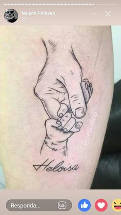 a couple holding hands with the word hello written in it on their left thigh, next to each other