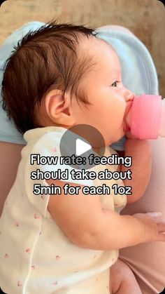 a baby drinking from a pink cup with the caption flow rate feeding should be short