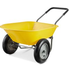 a yellow wheelbarrow is shown on a white background