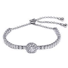 PRICES MAY VARY. This bracelet for women is made by 925 sterling silver, net weight 7.0g for the whole bracelet,excluding the diamonds. The silver bracelet is plated with 0.075μm thick of 18K real white gold,no fade and long color lasting. Silver bracelets for women are set with 1pcs*6.5mm + 32pcs*3mm + 16pcs*1.2mm DF color VVS clarity moissanite diamonds,total 4.35 carat,very sparkle and can attract the attention in the crowds. The length of this charm bracelets for women is 6.5-8.5 inch,adjust Bride Bracelet, Silver Bracelets For Women, Gems Bracelet, Dainty Bracelets, Bracelets For Women, Diamond Bracelets, Sterling Silver Bracelet, Moissanite Diamonds, Tennis Bracelet