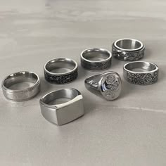 Thick Rings Men, Rings Men Aesthetic, Men’s Silver Rings, Rings For Men Aesthetic, Men’s Rings, Men Rings Aesthetic, Stainless Steel Rings Men, Boy Rings, Masculine Rings