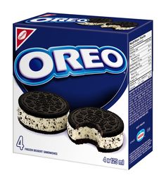 oreo cookies are in a box on a white background with the word oreo above it