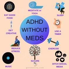 How to Manage ADHD Without Medication Personal Improvement, Self Care Activities, Health Facts, Life Design, Migraine, Mental Health Awareness