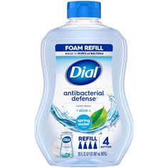 Enjoy the fresh scent of Dial Antibacterial Defense Spring Water foaming hand wash refill. Includes enough product to refill 4 Dial foaming hand wash bottles†. This formula contains aloe vera and kills more than 99.99% of bacteria* while being gentle on skin, leaving it feeling soft, smooth, & healthy. The #1 Doctor recommended antibacterial hand soap brand is dermatologist tested & approved as cruelty free under the Leaping Bunny program. This package contains 30 fluid ounces of Dial hand wash. Antibacterial Hand Soap, Foaming Hand Wash, Leaping Bunny, Liquid Hand Soap, Sodium Lauryl Sulfate, Foaming Hand Soap, Spring Water, Clean Hands, Body Skin Care